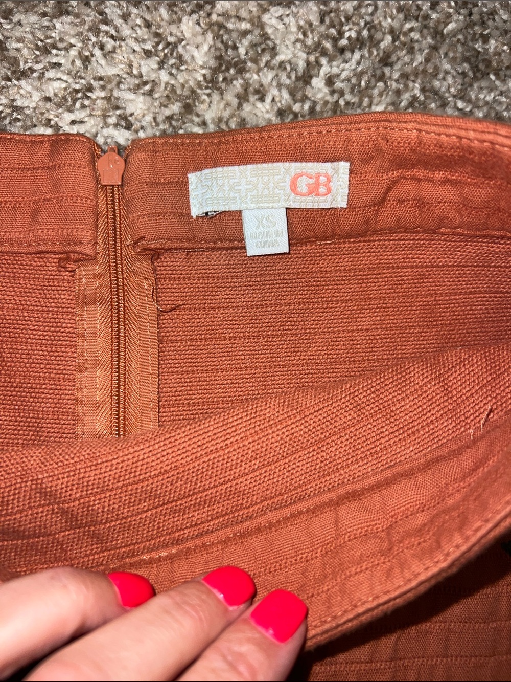 GB Gianni Bini Rust Embroidered Floral A-Line Skirt in Rust Orange Sz XS - Picture 7 of 11